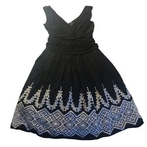 SL Fashions Black Midi Dress 16 Sleeveless Lace Hem Cocktail Party‎ Fit Flare